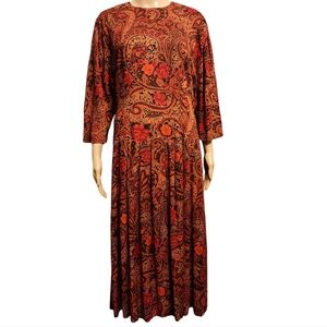 Vintage Floral Dolman Sleeve Midi / Maxi Dress